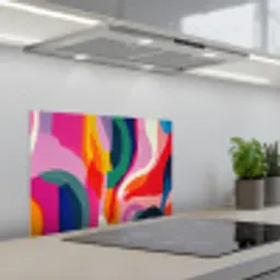 Vormen - Golvend - Abstract - Felroze keuken achterwand spatscherm klein -3d_schuin