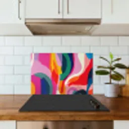 Vormen - Golvend - Abstract - Felroze keuken achterwand spatscherm klein -sfeer2