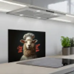 Schaap - Kokskleding - Neon - Quote keuken achterwand spatscherm klein -3d_schuin
