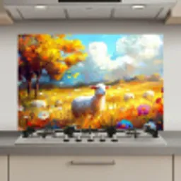 Schaap - Weide - Bloemen keuken achterwand spatscherm klein -3d_website