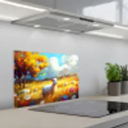 Schaap - Weide - Bloemen keuken achterwand spatscherm klein -3d_schuin