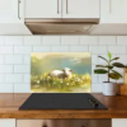 Schaap - Weide - Groen keuken achterwand spatscherm klein -sfeer2