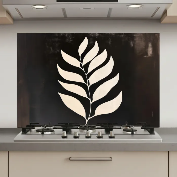 Blad - Wit - Minimalistisch keuken achterwand spatscherm klein -3d_website