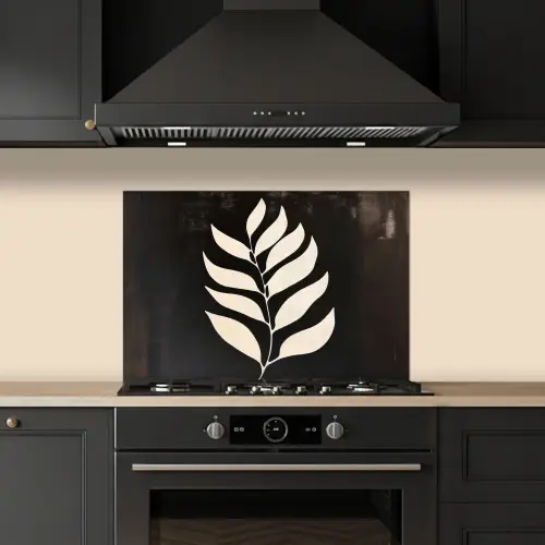 Blad - Wit - Minimalistisch keuken achterwand spatscherm klein -sfeer1