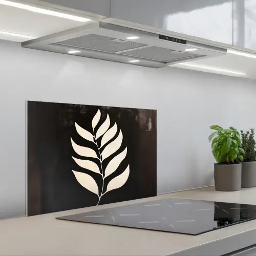 Blad - Wit - Minimalistisch keuken achterwand spatscherm klein -3d_schuin