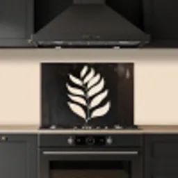 Blad - Wit - Minimalistisch keuken achterwand spatscherm klein -sfeer1