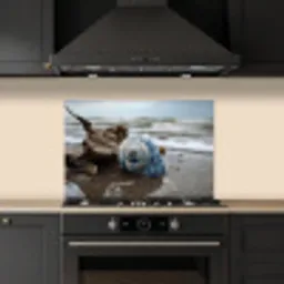 Schelp - Strand - Blauw - Zee keuken achterwand spatscherm klein -sfeer1