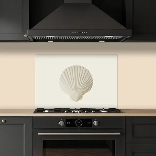 Schelp - Minimalistisch - Wit keuken achterwand spatscherm klein -sfeer1