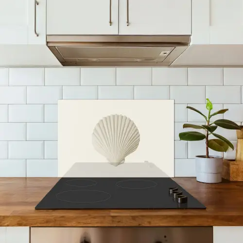 Schelp - Minimalistisch - Wit keuken achterwand spatscherm klein -sfeer2