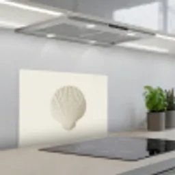 Schelp - Minimalistisch - Wit keuken achterwand spatscherm klein -3d_schuin