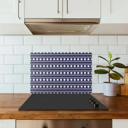 Schelp - Nautisch - Blauw - Wit keuken achterwand spatscherm klein 900 -sfeer2