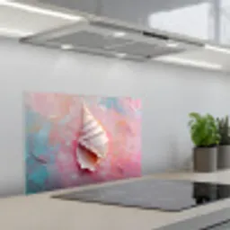 Schelp - Pastel - Pink keuken achterwand spatscherm klein -3d_schuin