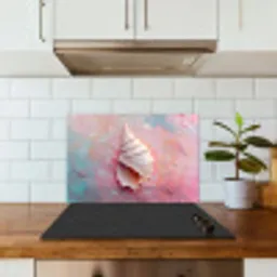 Schelp - Pastel - Pink keuken achterwand spatscherm klein -sfeer2