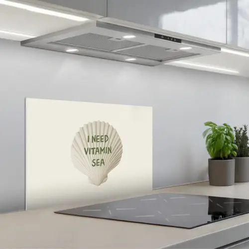 Schelp - Quote - Groen keuken achterwand spatscherm klein -3d_schuin