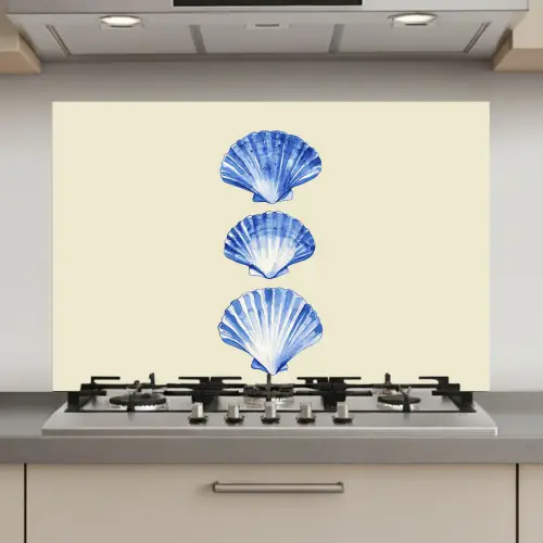 Schelpen - Blauw - Beige keuken achterwand spatscherm klein -3d_website
