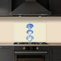 Schelpen - Blauw - Beige keuken achterwand spatscherm klein -sfeer1