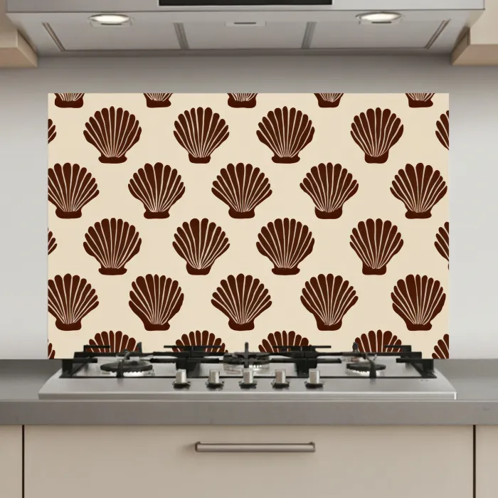 Schelpen - Bruin - Patroon keuken achterwand spatscherm klein -3d_website