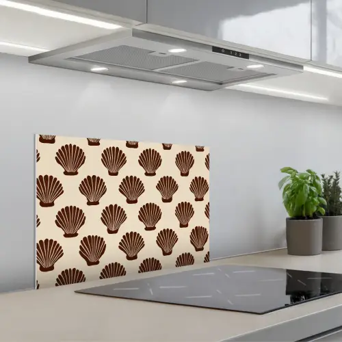 Schelpen - Bruin - Patroon keuken achterwand spatscherm klein -3d_schuin