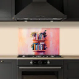 Planken - Boeken - Bladeren keuken achterwand spatscherm klein -sfeer1