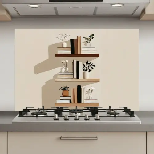 Plankjes - Boeken - Vaasjes - Planten keuken achterwand spatscherm klein -3d_website