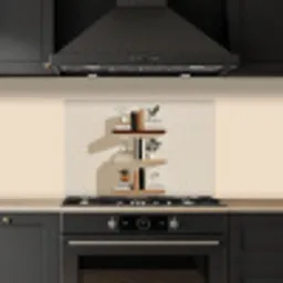 Plankjes - Boeken - Vaasjes - Planten keuken achterwand spatscherm klein -sfeer1