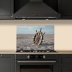Scheepsstuur - Hout - Bruin - Zand keuken achterwand spatscherm klein -sfeer1