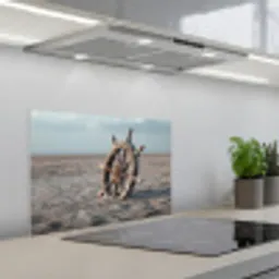Scheepsstuur - Hout - Bruin - Zand keuken achterwand spatscherm klein -3d_schuin