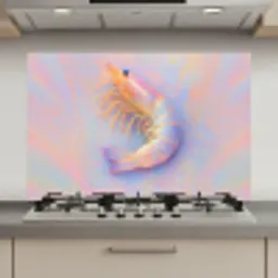 Garnaal - Subtiele structuur - Blauw - Roze keuken achterwand spatscherm klein -3d_website