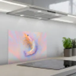 Garnaal - Subtiele structuur - Blauw - Roze keuken achterwand spatscherm klein -3d_schuin