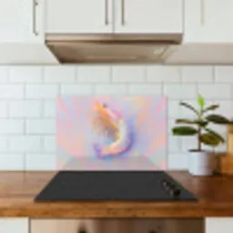 Garnaal - Subtiele structuur - Blauw - Roze keuken achterwand spatscherm klein -sfeer2
