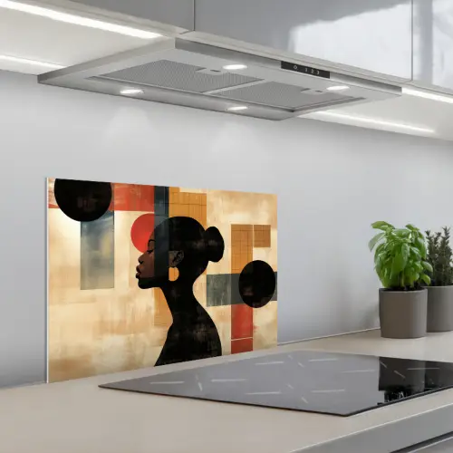 Zijaanzicht - Vrouw - Vormen keuken achterwand spatscherm klein -3d_schuin