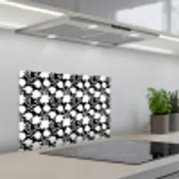 Silhouet - Bloemen - Wit - Zwart keuken achterwand spatscherm klein 900 -3d_schuin
