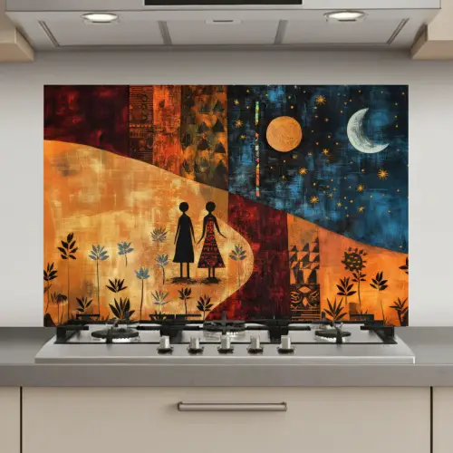 Silhouetten - Abstract - Zon - Maan keuken achterwand spatscherm klein -3d_website