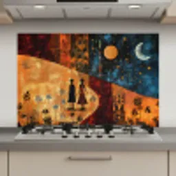 Silhouetten - Abstract - Zon - Maan keuken achterwand spatscherm klein -3d_website