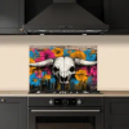Schedel - Bloemen - Graffiti keuken achterwand spatscherm klein -sfeer1