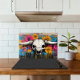 Schedel - Bloemen - Graffiti keuken achterwand spatscherm klein -sfeer2