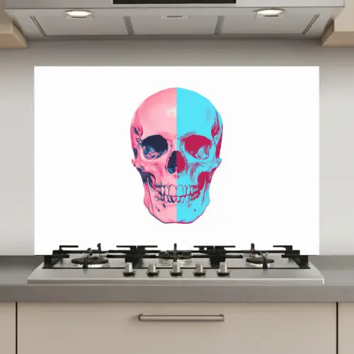 Schedel - Grafisch - Roze - Verdeeld keuken achterwand spatscherm klein -3d_website