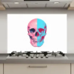 Schedel - Grafisch - Roze - Verdeeld keuken achterwand spatscherm klein -3d_website