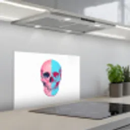 Schedel - Grafisch - Roze - Verdeeld keuken achterwand spatscherm klein -3d_schuin