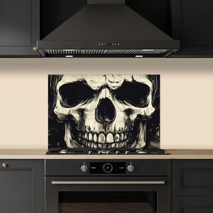 Schedel - Kettingen - Rood keuken achterwand spatscherm klein -sfeer1