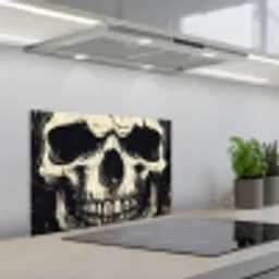 Schedel - Kettingen - Rood keuken achterwand spatscherm klein -3d_schuin