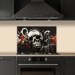 Schedels - Kunst - Donker - Rood keuken achterwand spatscherm klein -sfeer1