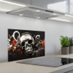 Schedels - Kunst - Donker - Rood keuken achterwand spatscherm klein -3d_schuin