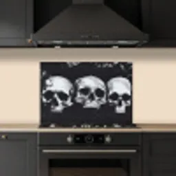 Schedels - Zwart - Contrast keuken achterwand spatscherm klein -sfeer1