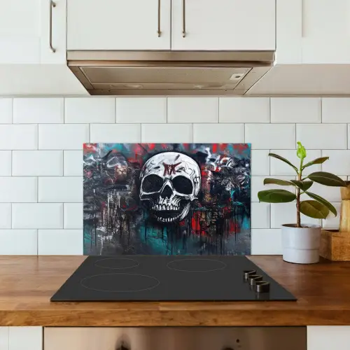 Schedels - Graffiti - Abstract keuken achterwand spatscherm klein -sfeer2