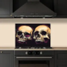 Schedels - Graffiti - Neon keuken achterwand spatscherm klein -sfeer1