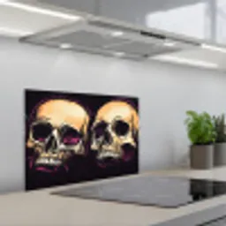 Schedels - Graffiti - Neon keuken achterwand spatscherm klein -3d_schuin