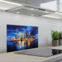 Skyline Toronto - Modern - Stadslicht - Blauw keuken achterwand spatscherm klein -3d_schuin