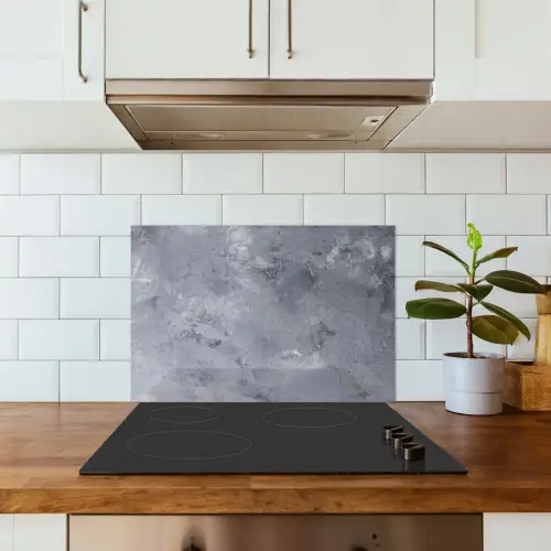 Leisteen - Beton - Retro - Structuren - Grijs - Rustiek keuken achterwand spatscherm klein -sfeer2