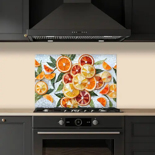 Schijfjes - Fruit - Oranje - Mozaïek keuken achterwand spatscherm klein -sfeer1